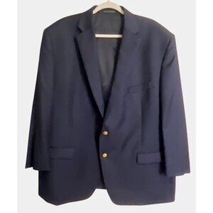 Ralph Lauren Mens Wool Blazer 50R Navy Blue Gold Two-Button Jacket